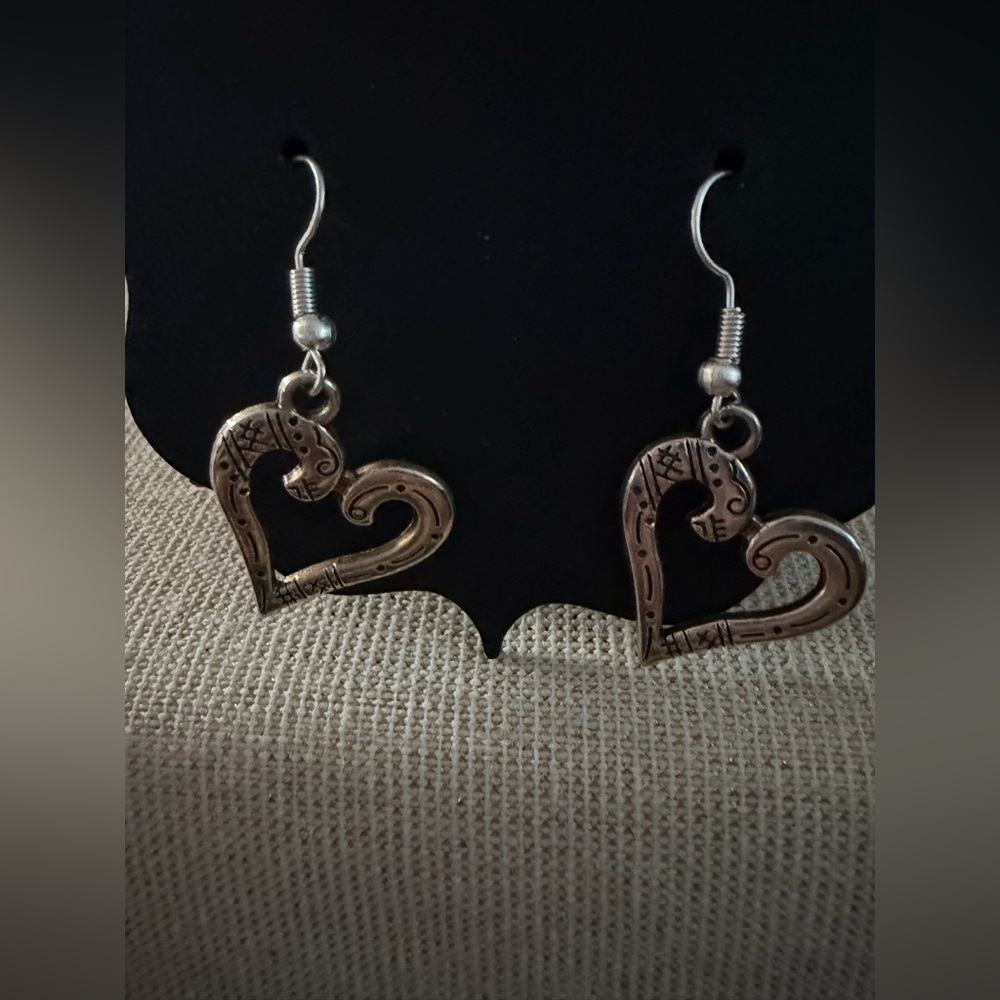 Heart Dangle Earrings - Silver Tone Women’s Jewelry